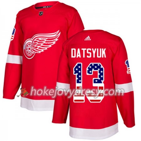 Pánské Hokejový Dres Detroit Red Wings Pavel Datsyuk 13 2017-2018 USA Flag Fashion Černá Adidas Authentic